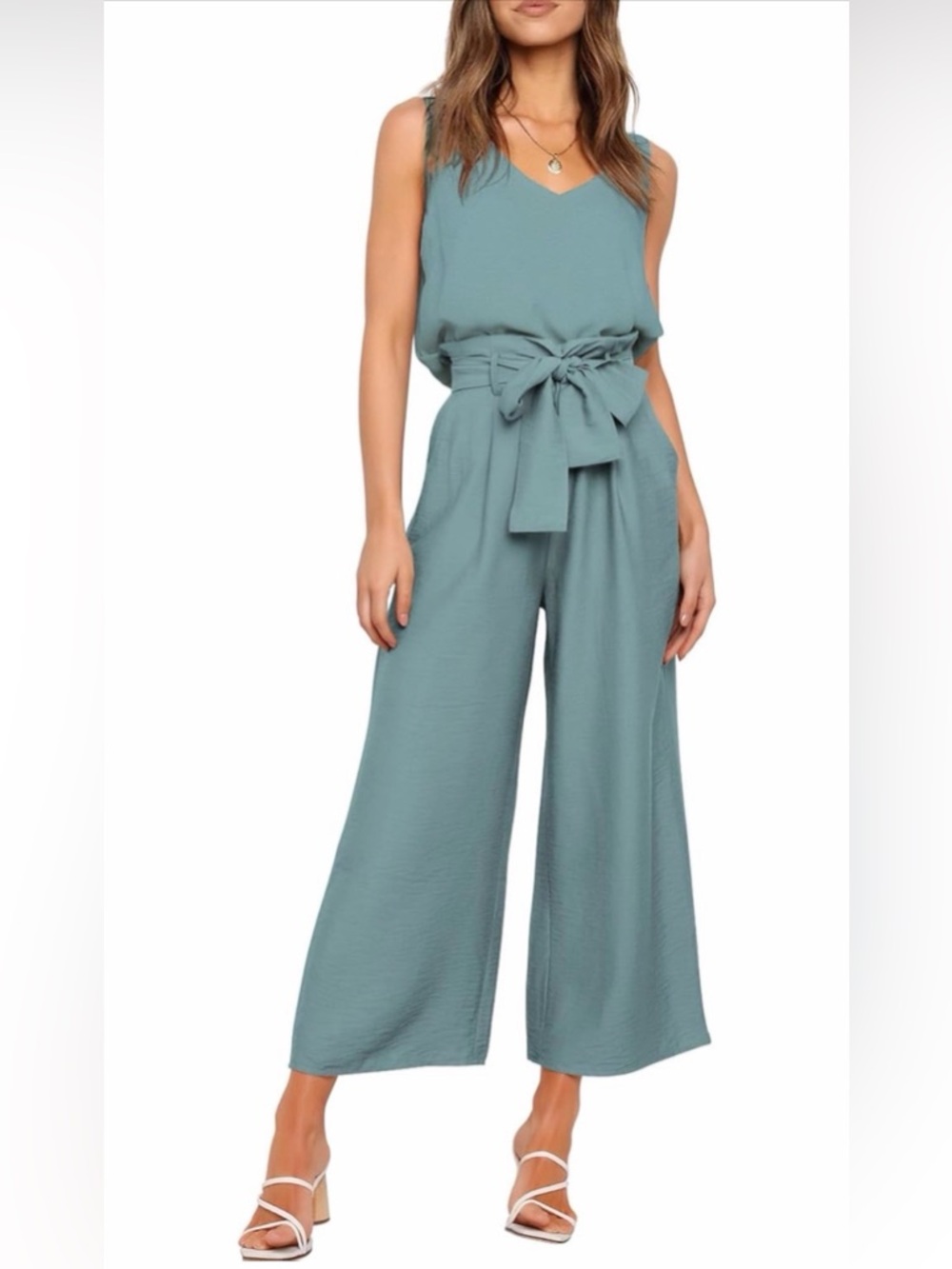 Women’s 2 Piece Set Haze Blue Top & Wide Leg Pant Size Medium